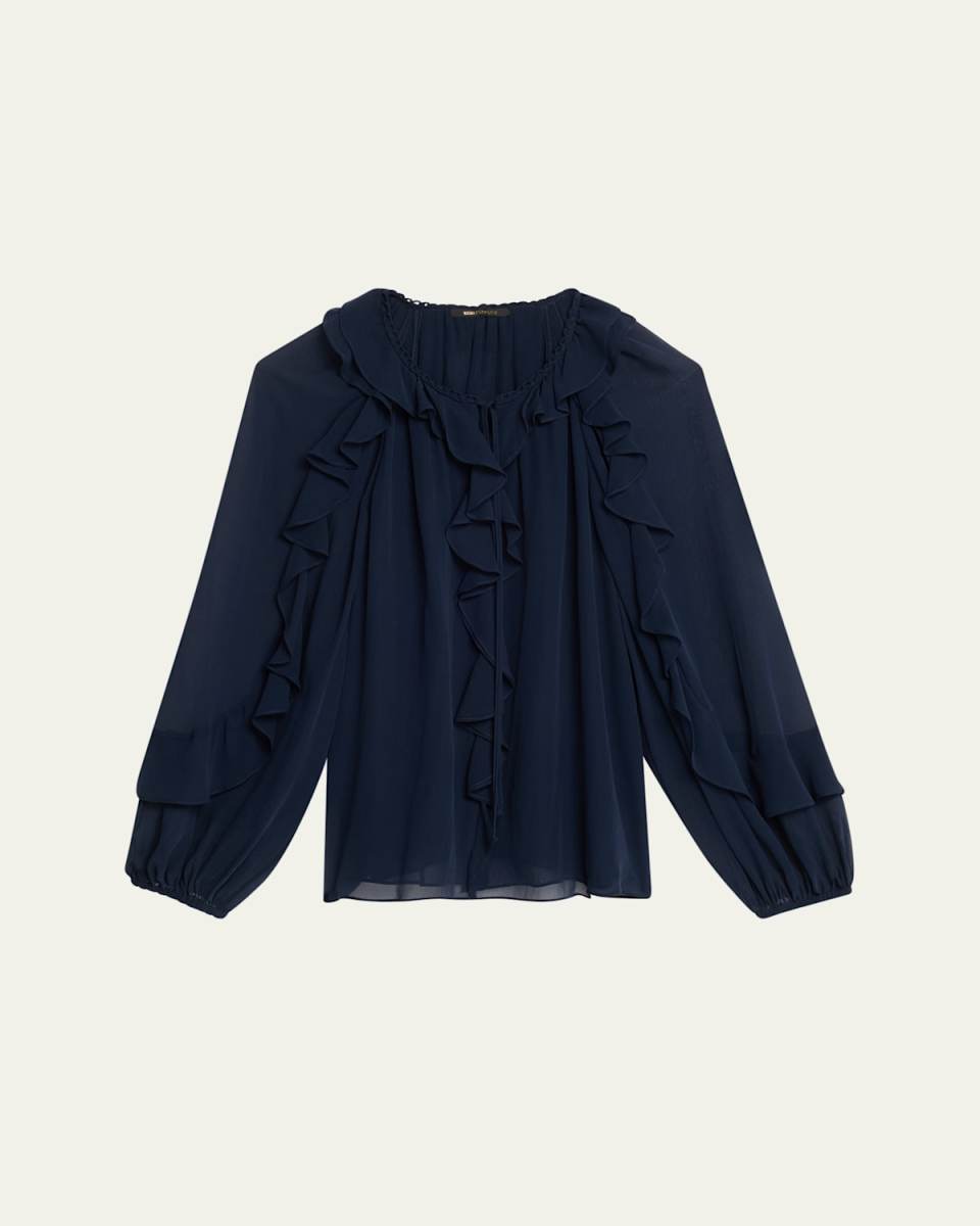 Bali Raglan-Sleeve Ruffle Blouse